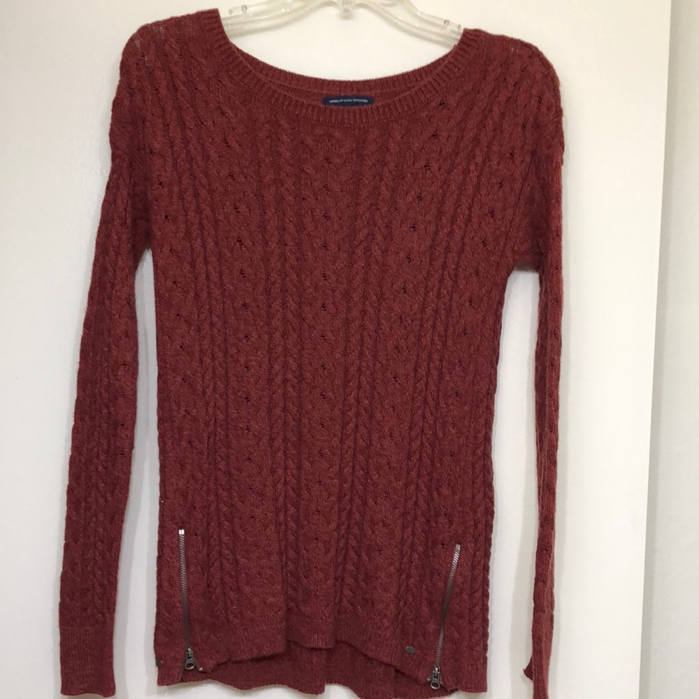 AE Burnt Red Side Zip Sweater